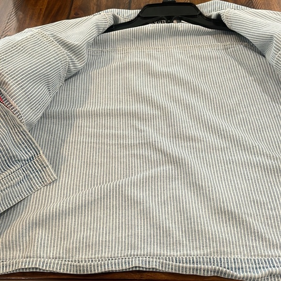 Vintage Venca striped pinstripes blue white red Jean denim jacket size xl - Picture 16 of 16